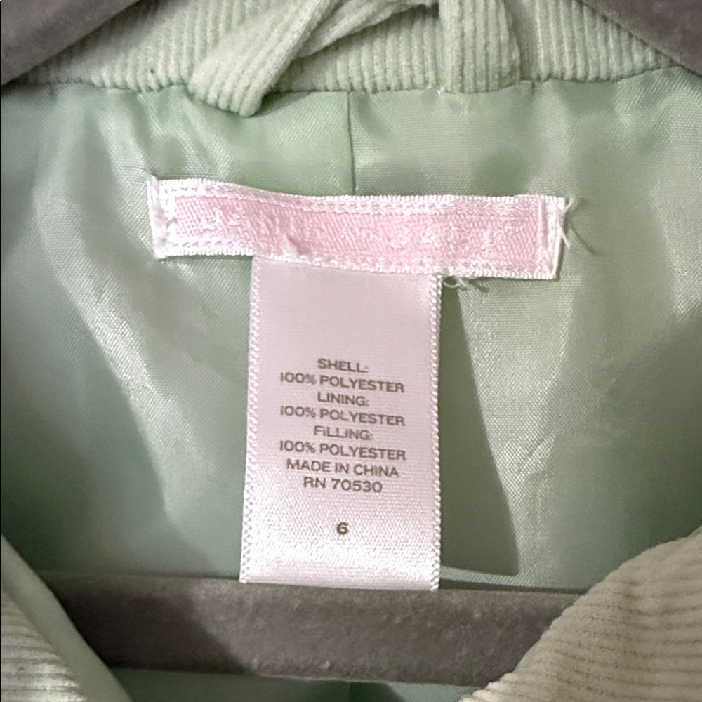 Janie and Jack Pink Label Quilted Jacket in Pastel Green - size 6 - Picture 2 of 3